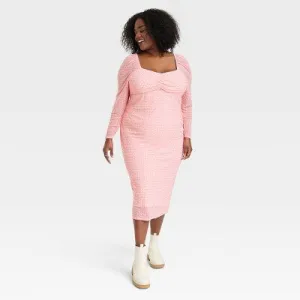 New - House of Aama Women's A-Line Midi Dress Long Sleeve