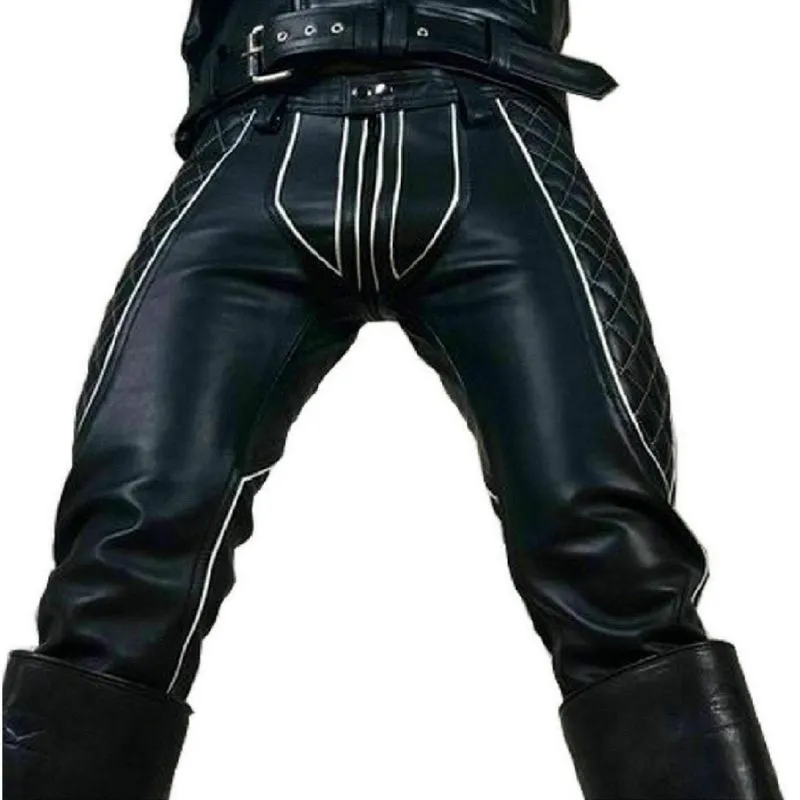 New Style Side Padded Leather Pants