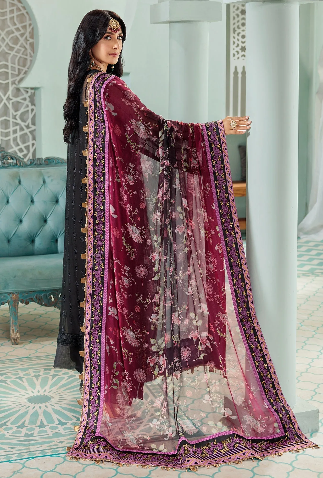 Noor by Saadia Asad · Chiffon Laserkari Collection  – D8-NOIR