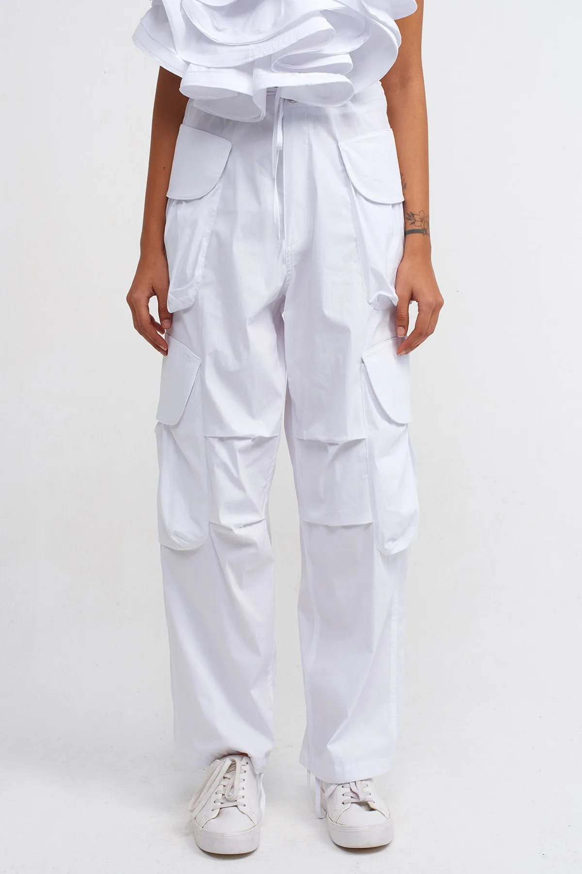 Nu Poplin Cargo Pants Off White