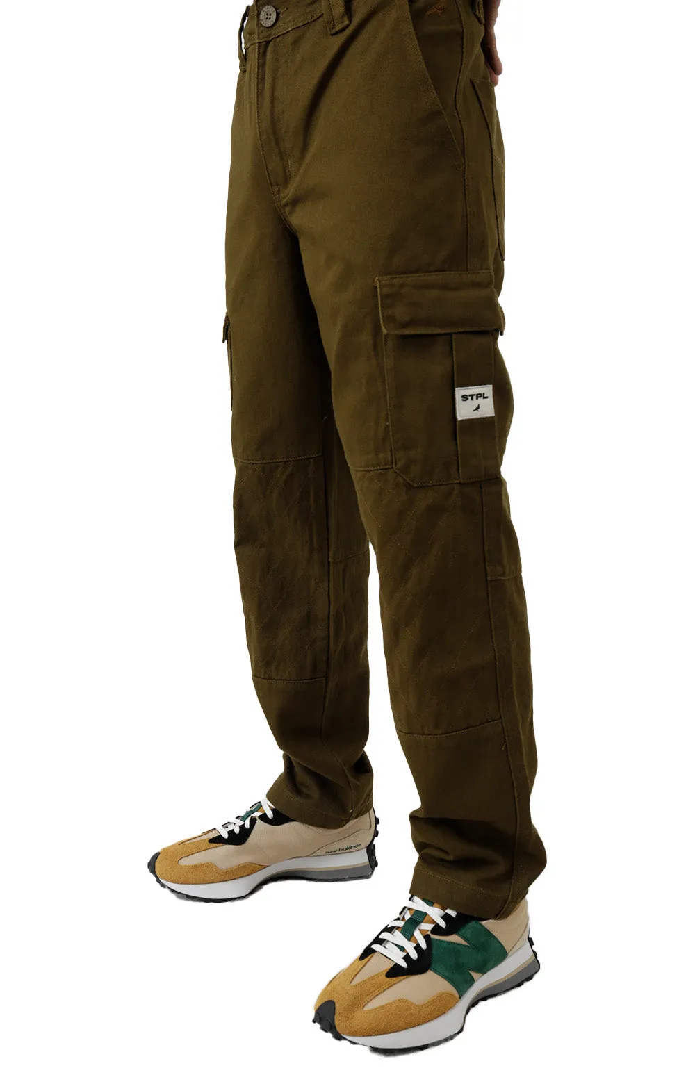 Olive Quilted Cargo Trousers