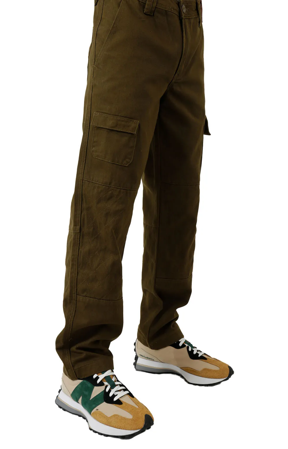 Olive Quilted Cargo Trousers