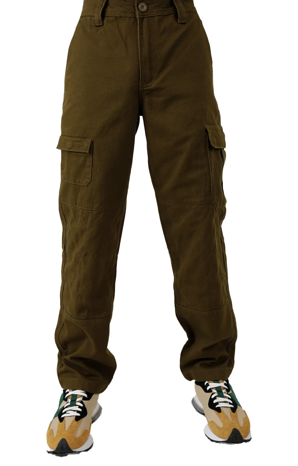 Olive Quilted Cargo Trousers