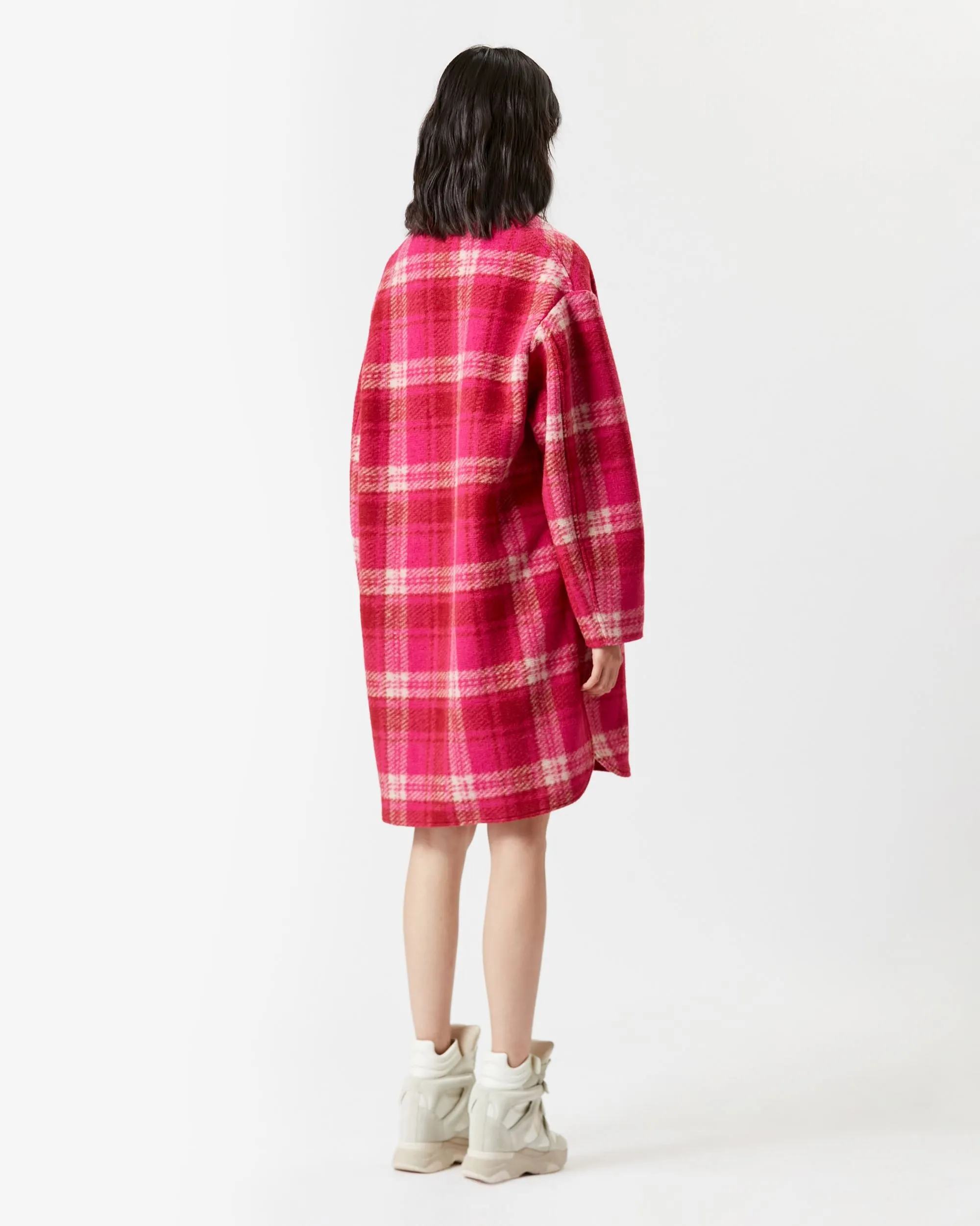 Oversized Pink Checker Coat - XS