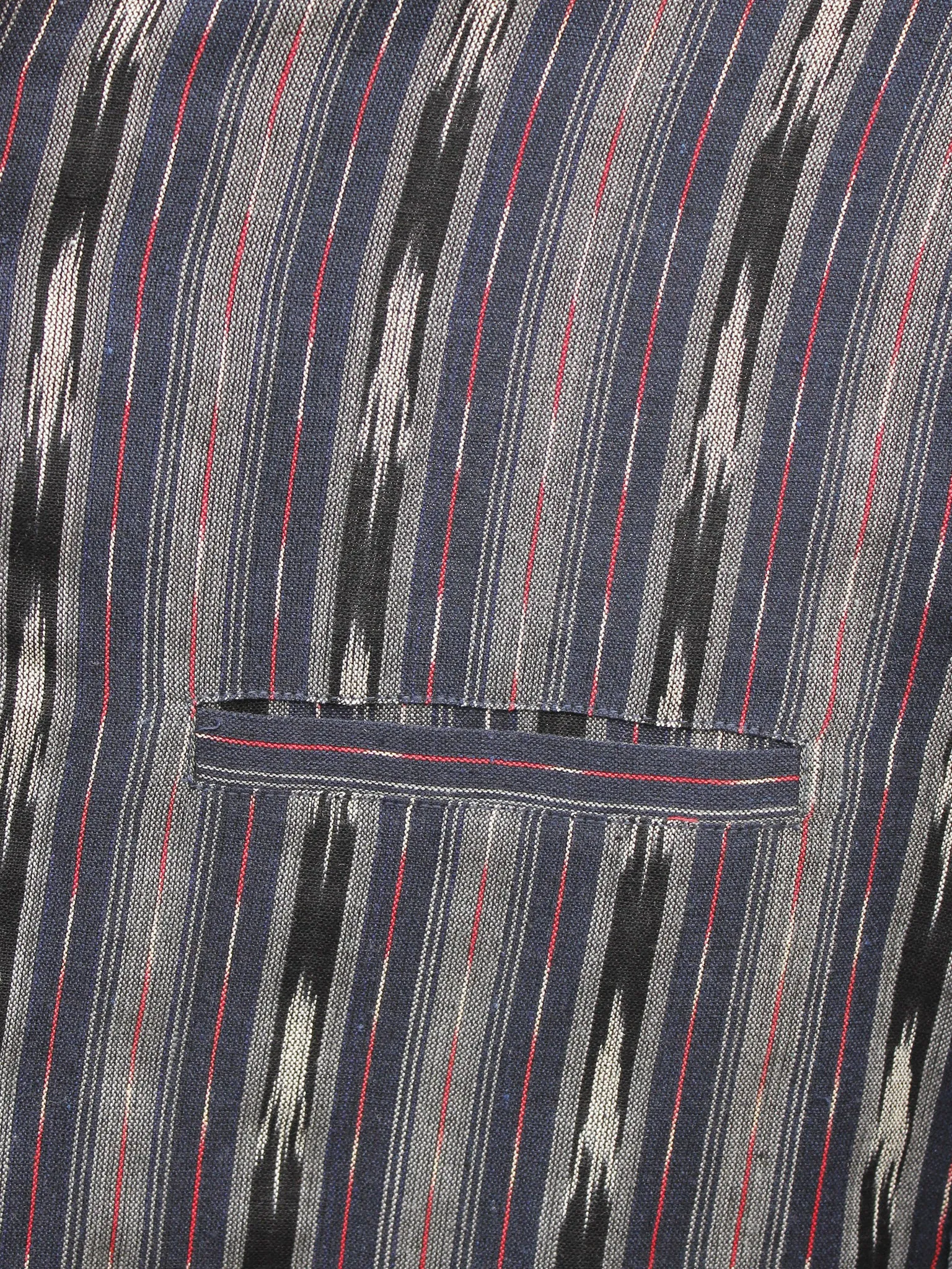 Oxford Blue Grey Ivory Hand Woven Ikat Blazer - J07F824