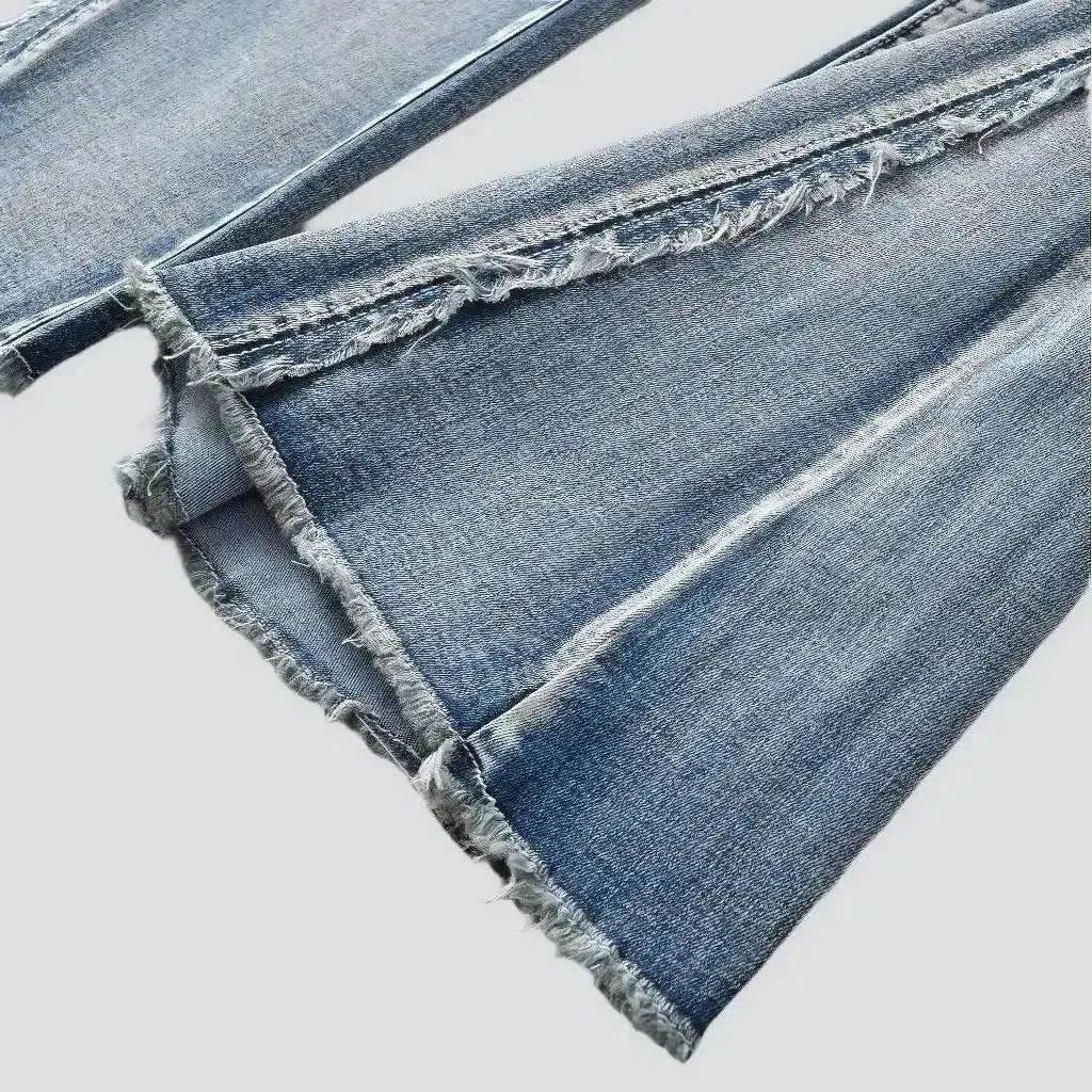 Patchwork women's hem jeans