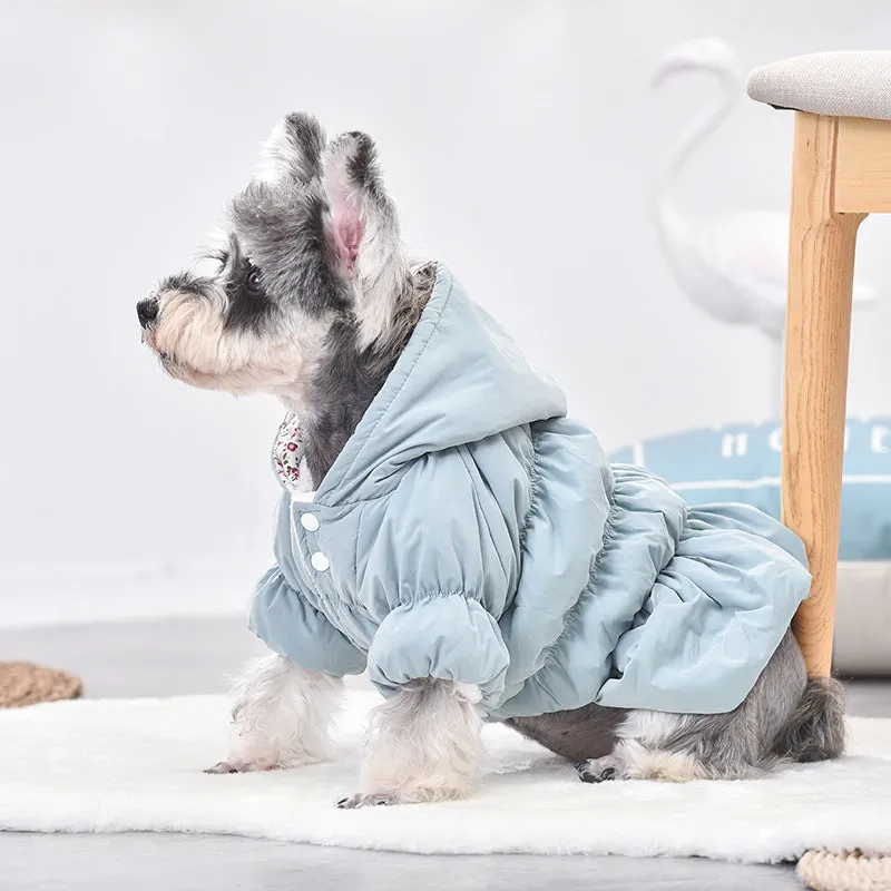 Pet Bichon Small Dog Schnauzer Teddy Clothes | Autumn & Winter Two-Legged Floral Bubble Skirt