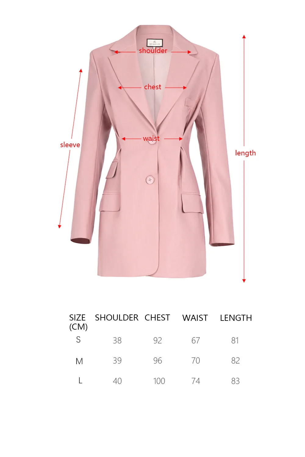 Pink women coat jacket waist retraction