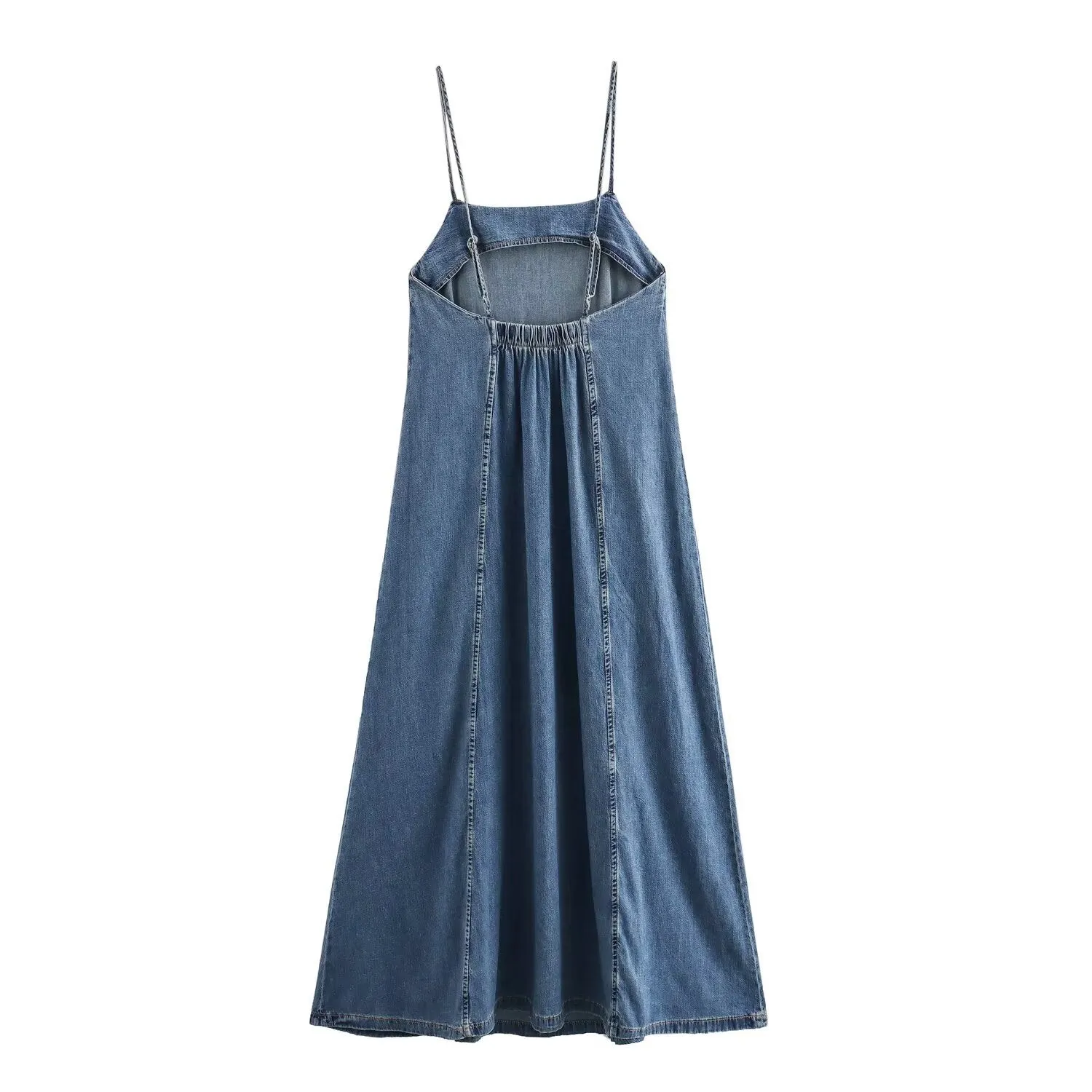 Pre Order:  Retro Backless Loose Fitting Camisole Denim Dress