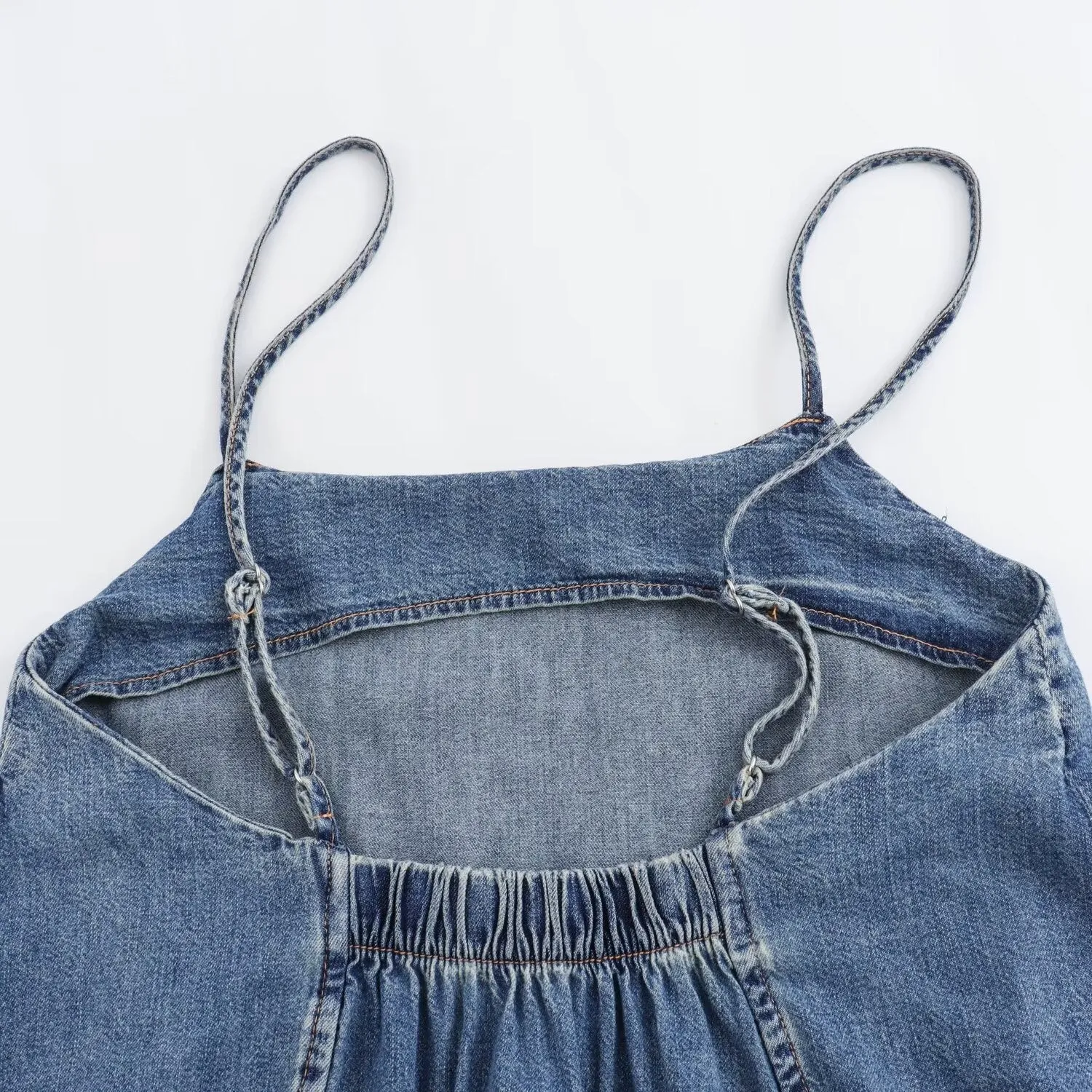 Pre Order:  Retro Backless Loose Fitting Camisole Denim Dress