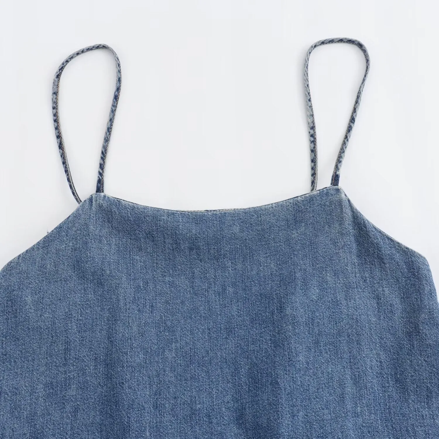 Pre Order:  Retro Backless Loose Fitting Camisole Denim Dress