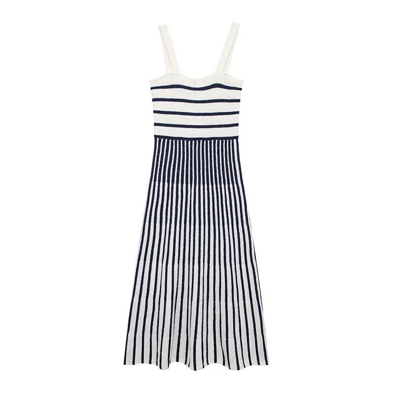 Pre Order:  Striped Sleeveless Knitted A-Line Dress