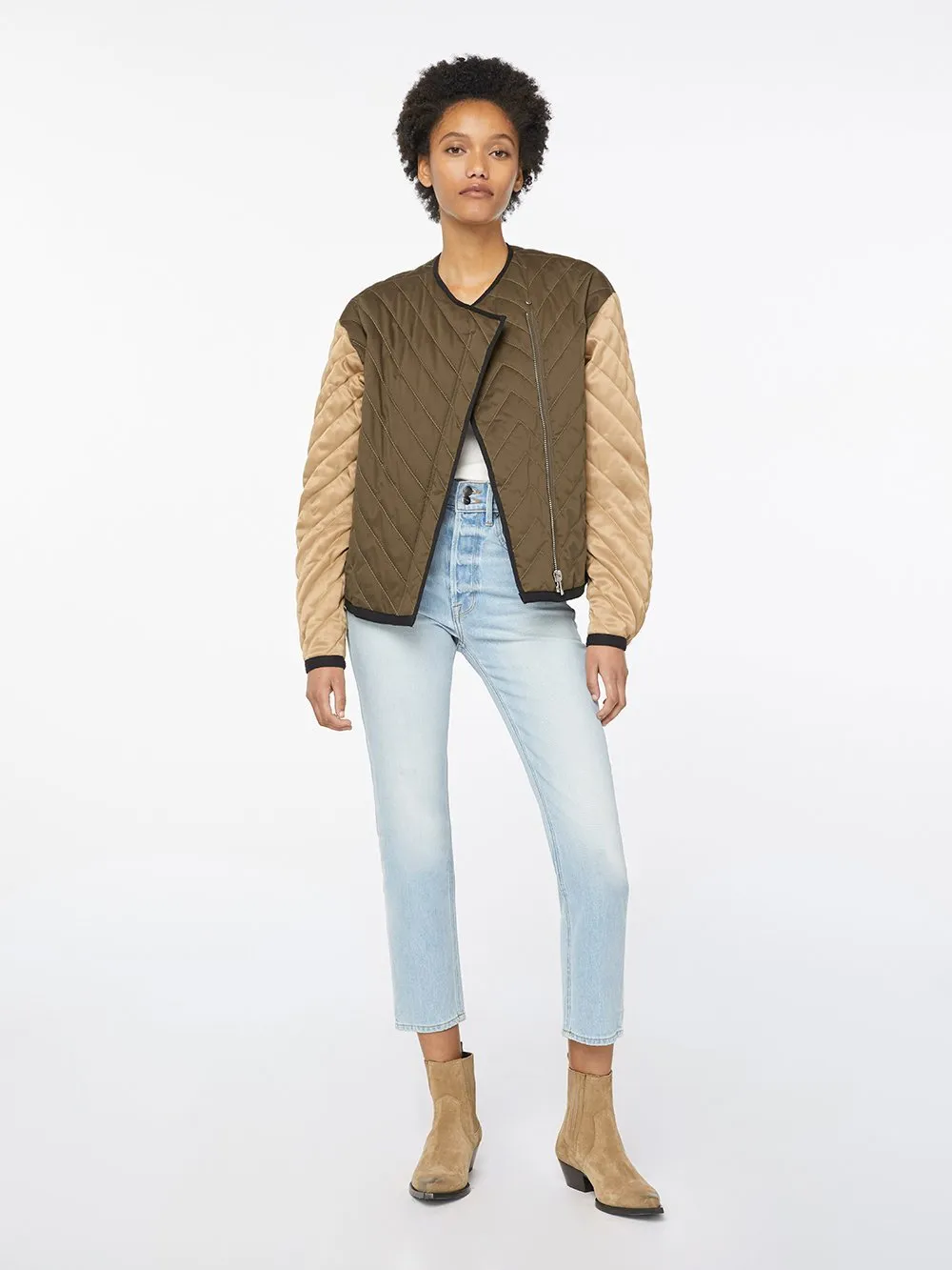 Quilted Colorblocked Jacket -- Cargo Multi