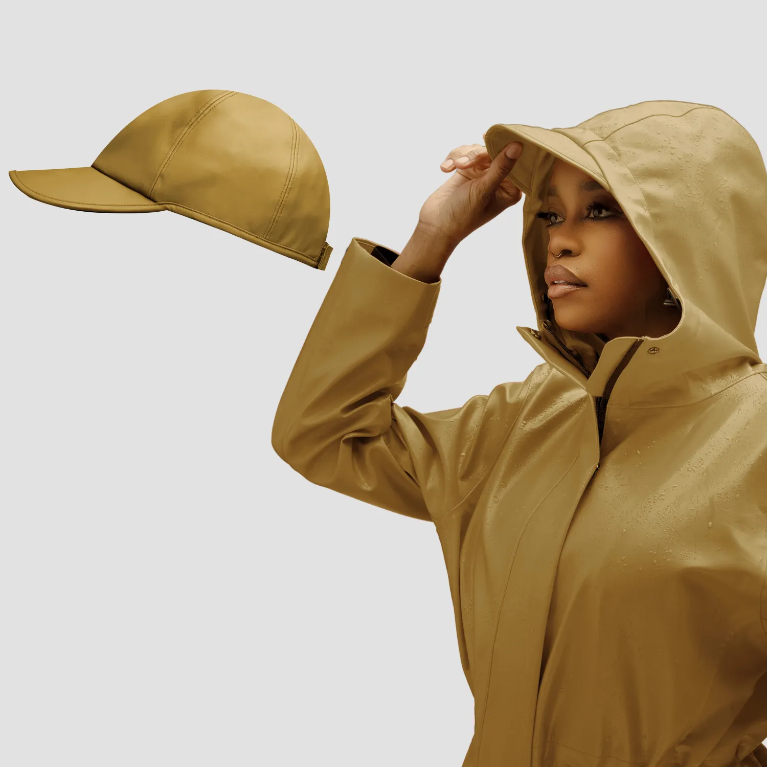 Rain Jacket   All-Weather Essentials Matching Hat: Baseball Cap, Sou'wester, & Matte Bucket Hat