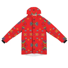 Rainy Chief Rainbow Red Unisex Sherpa Lined Hooded Coat