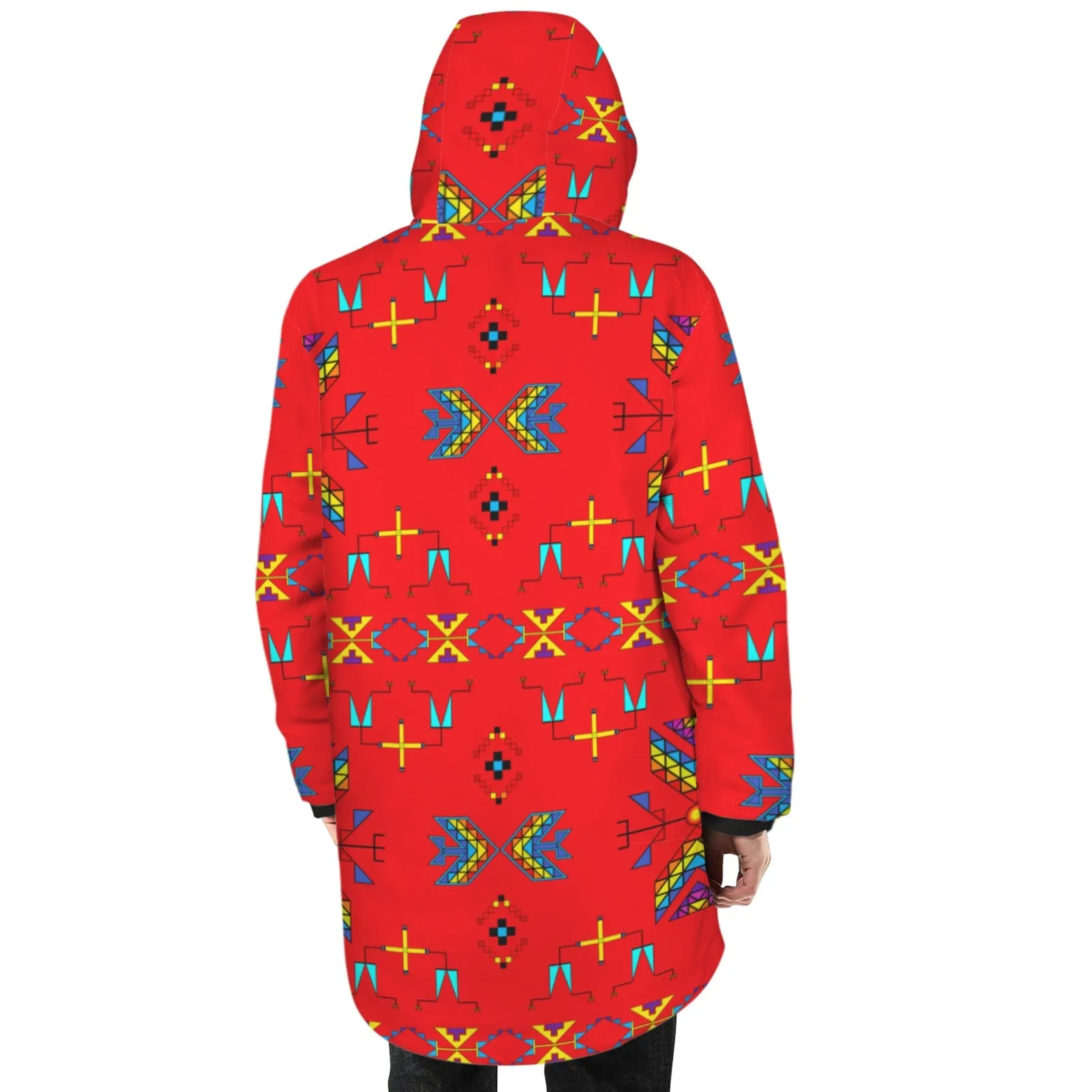 Rainy Chief Rainbow Red Unisex Sherpa Lined Hooded Coat