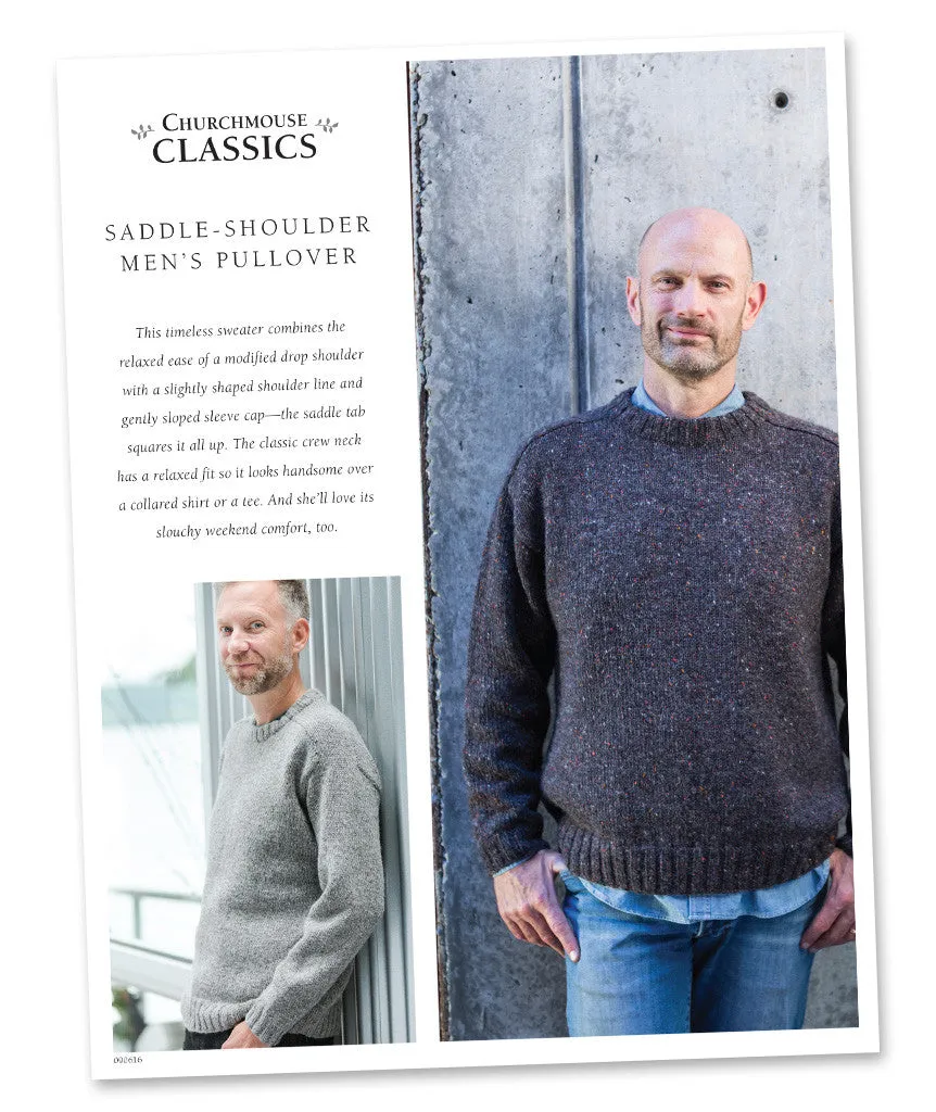 Saddle-Shoulder Men's Pullover: Tapered Body Version Using Kelbourne Woolens Lucky Tweed