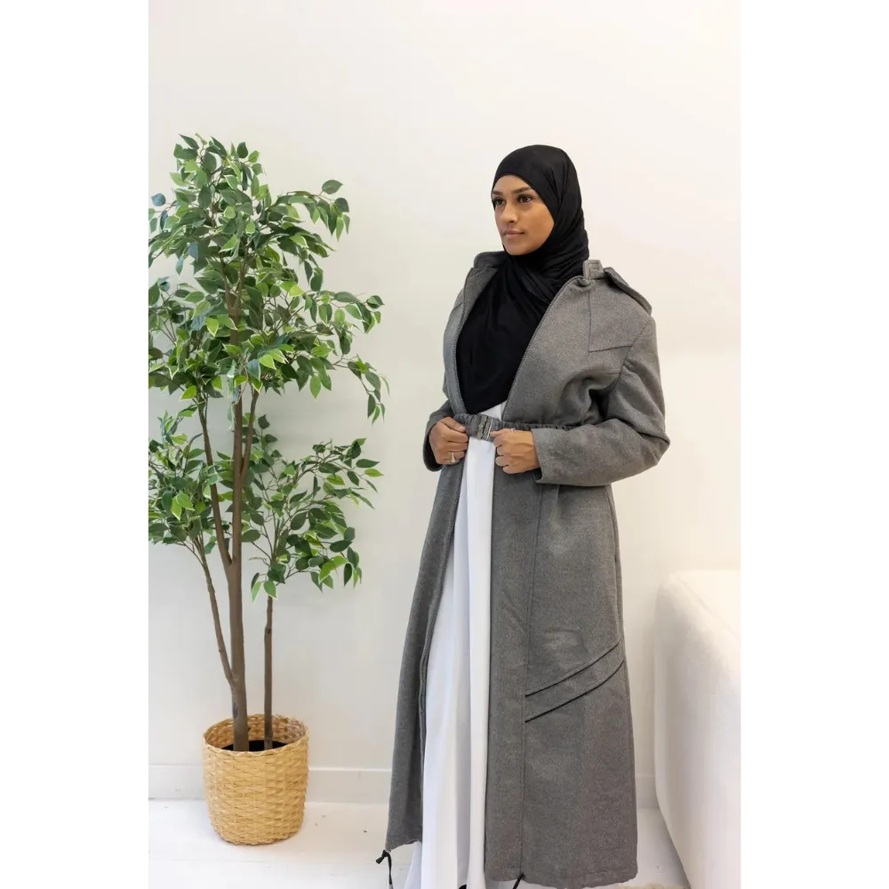 SALE Outerwear Floor Length Longline Belted Modest Abaya Trench Coat