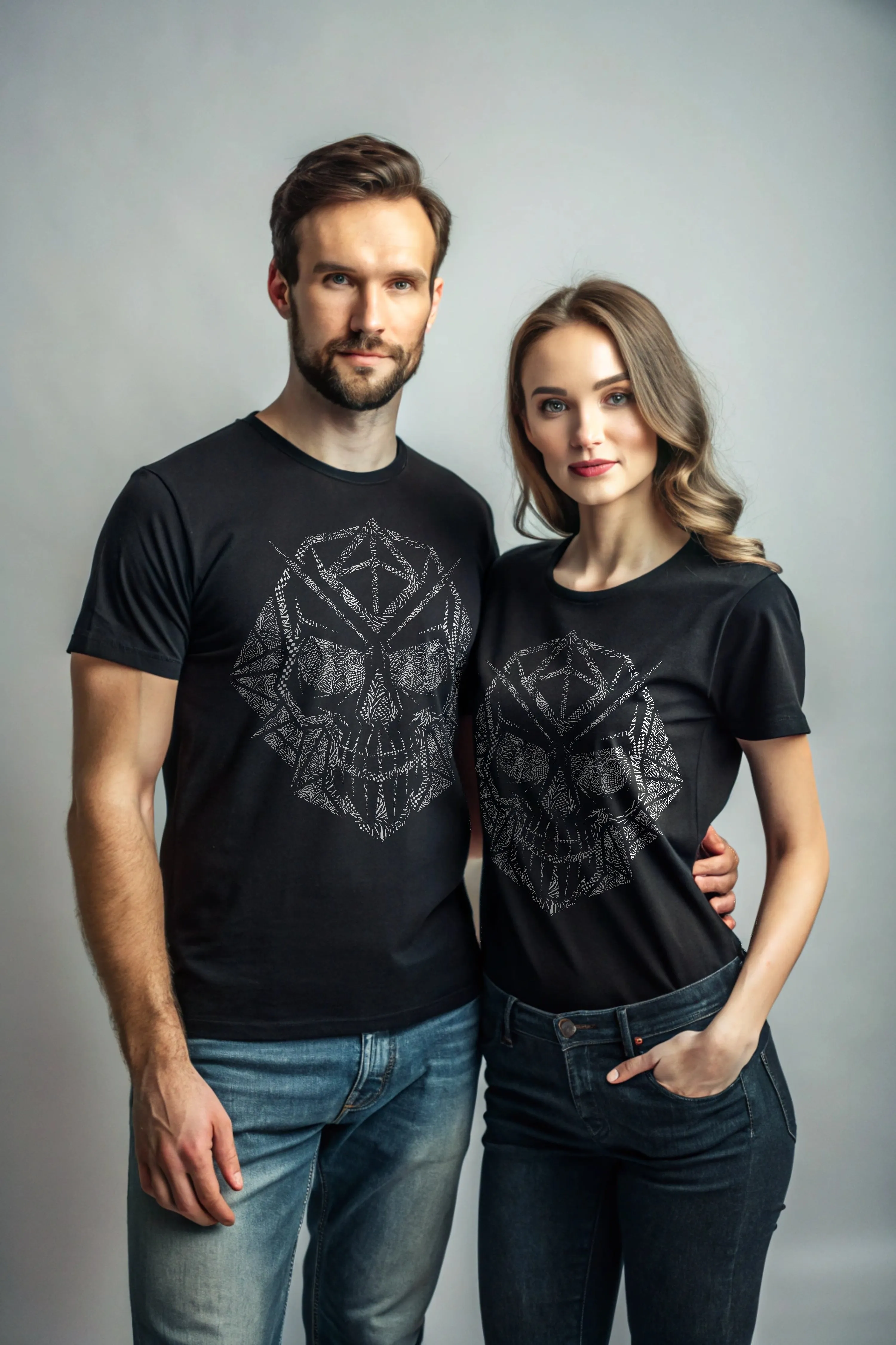 Skull Webs - 100% Cotton Crewneck Half Sleeve Unisex T-Shirt