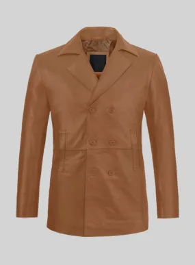 Soft Hunter Tan Leather Pea Coat