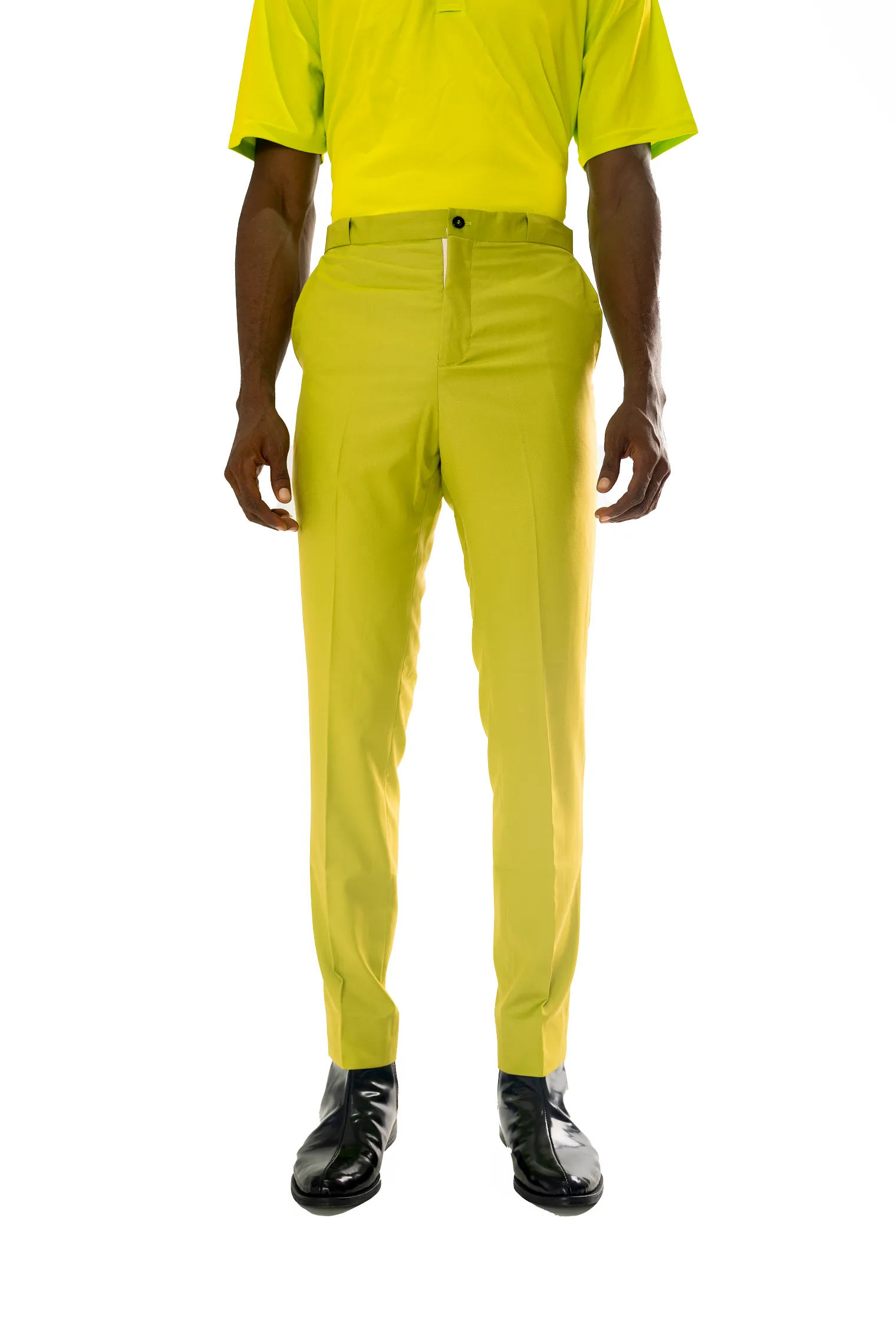 Standard Length Three Quarter Sleeve Wool Pants in Lime Green