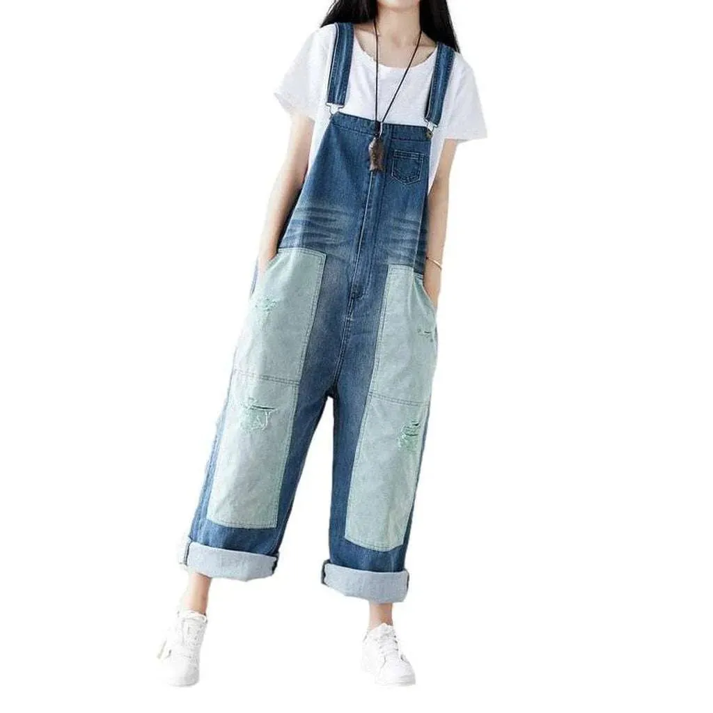 Street style denim dungaree