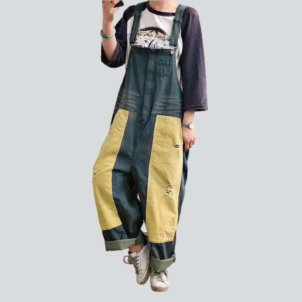 Street style denim dungaree