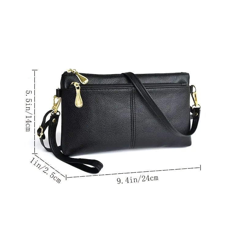 Stylish Square Wristlet Crossbody Bag for Women - Removable Strap, Double Zipper Closure, Polyester Lining, PU Material, Coin and Phone Storage - Solid Color, No Pattern, Compact and Fashionable