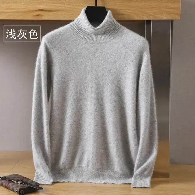 Sweater long sleeves. 100% pure Mink velvet Cashmere Sweater High Lapels Pullovers Knitted Winter