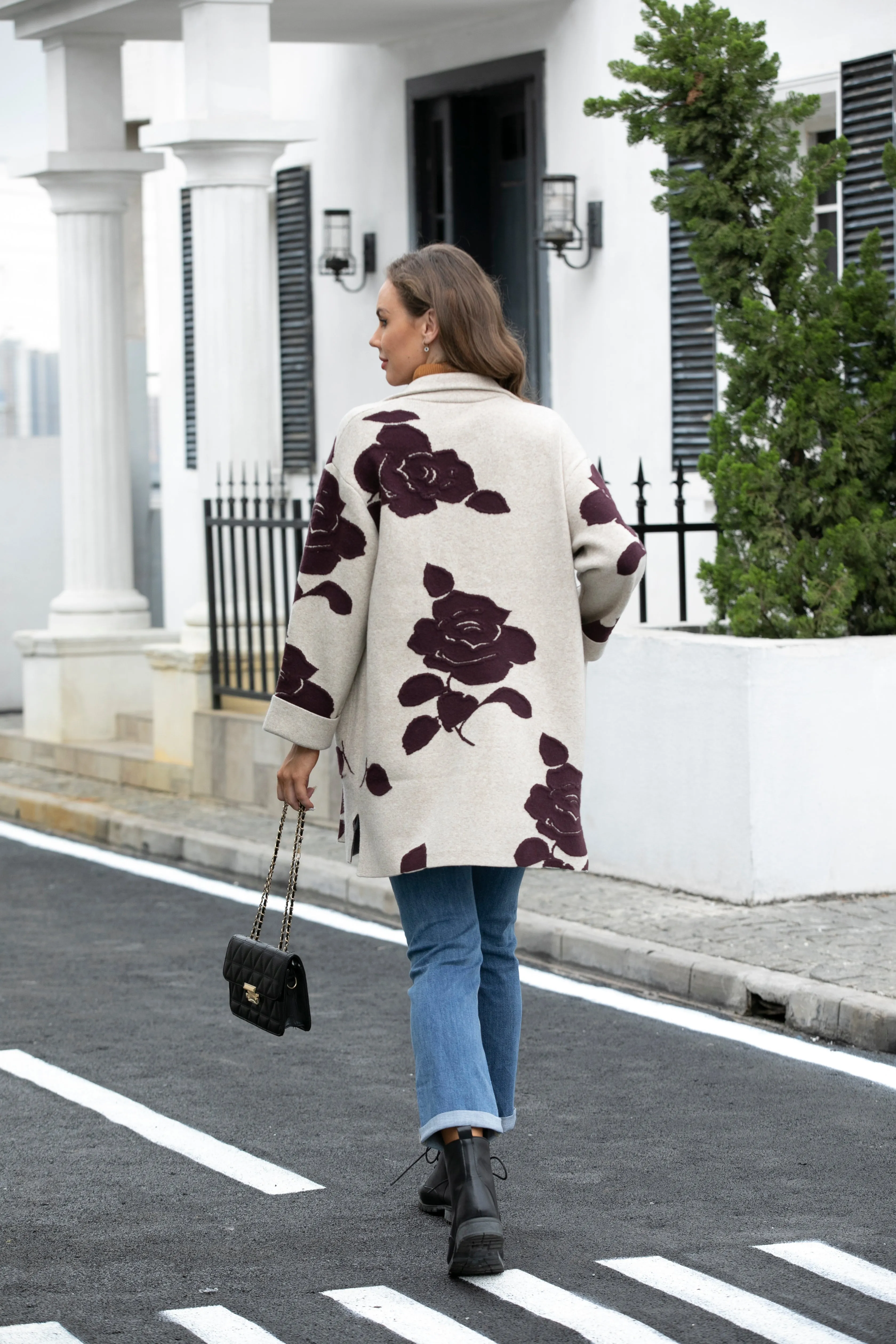 Tabbatha's Classic Coat with Rose Flower