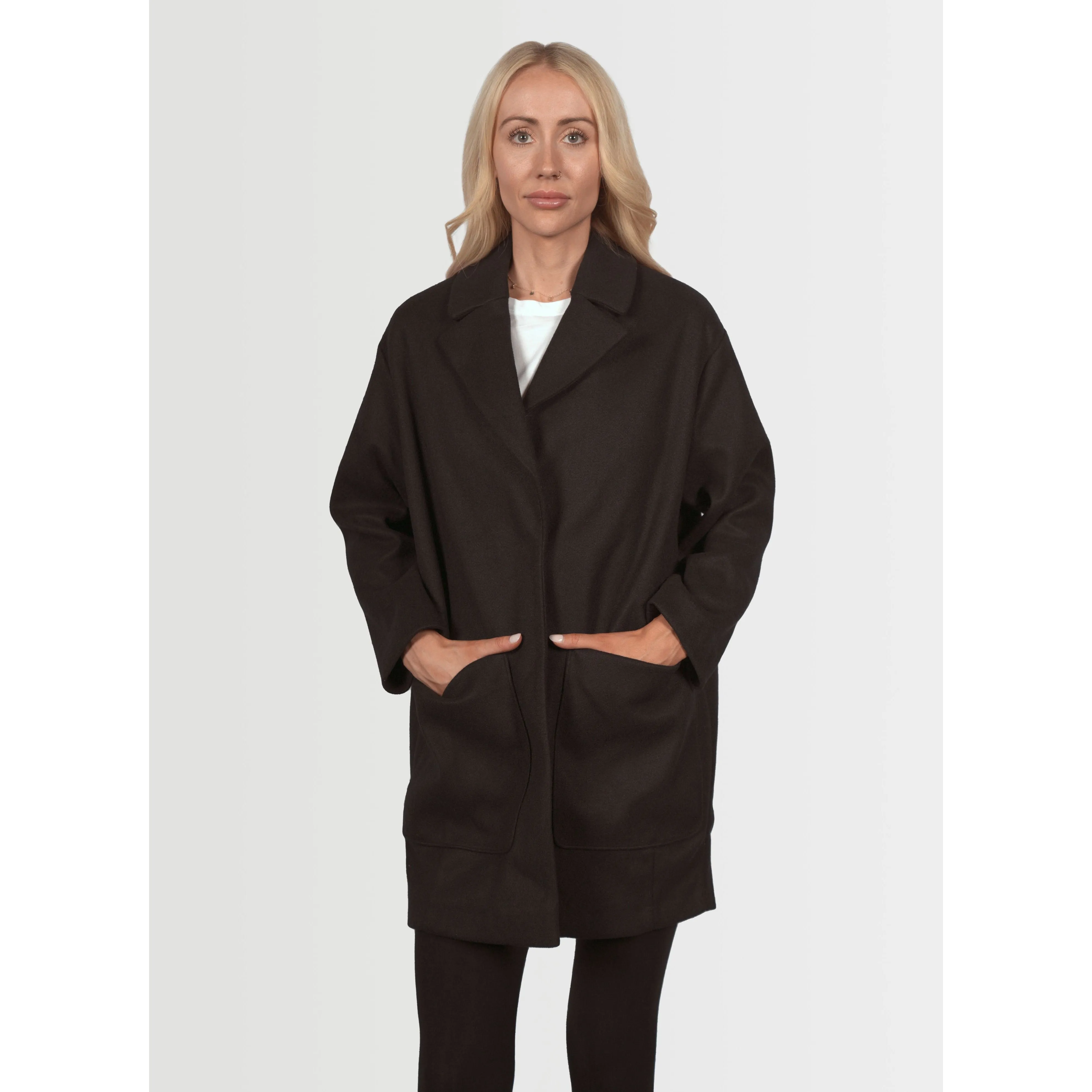 Topshop Women's Margo Crombie Coat - Black