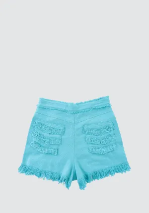 Turquoise | Fringe Short 100% Silk