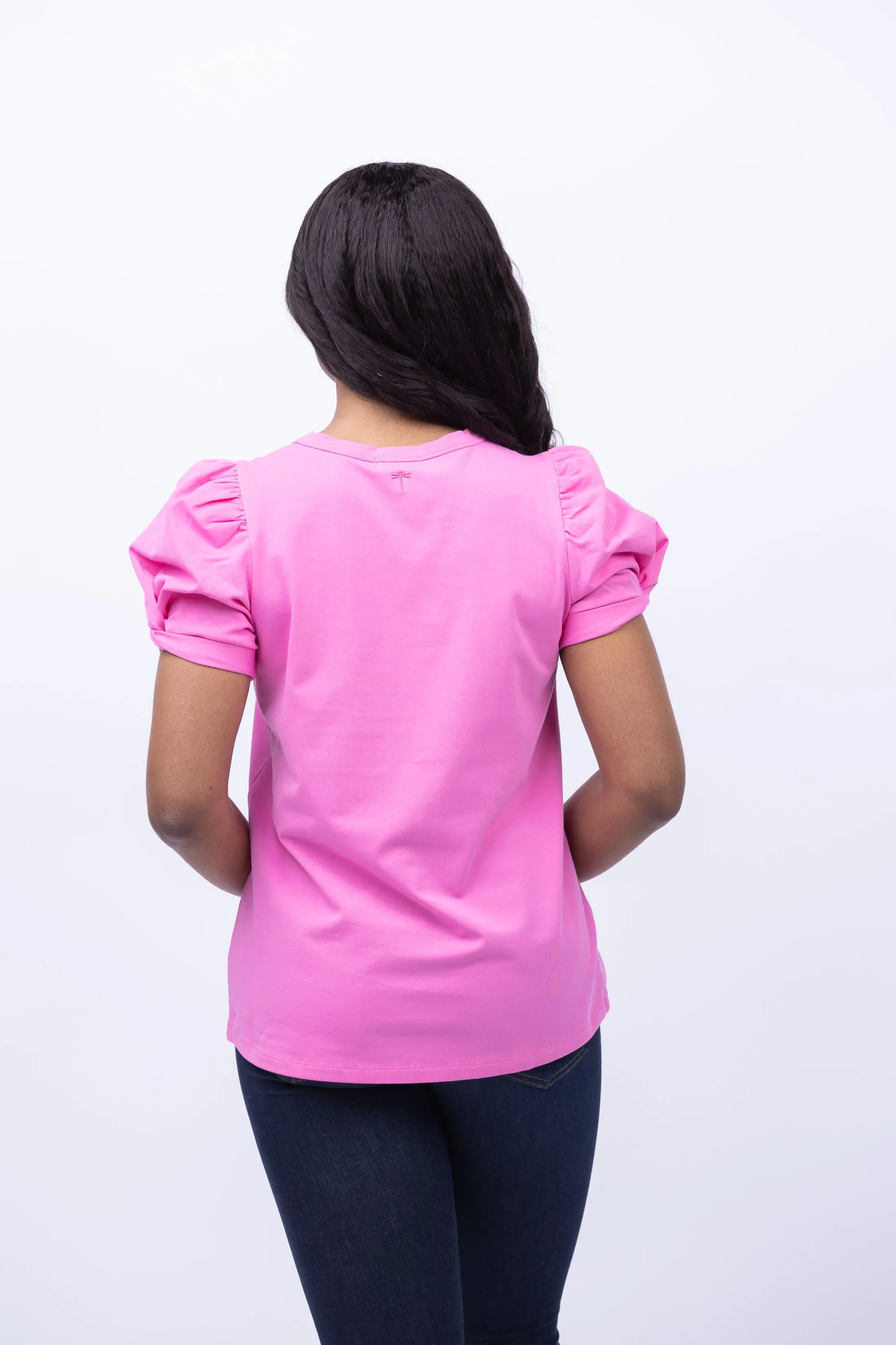 Tyler Boe Kari Puff Sleeve Tee in Cheeky Pink