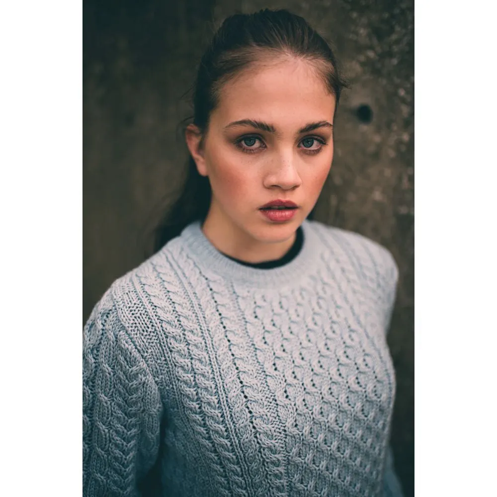 Unisex Aran Sweater - Sky Blue