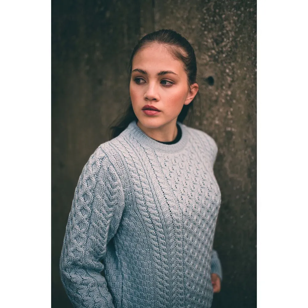 Unisex Aran Sweater - Sky Blue