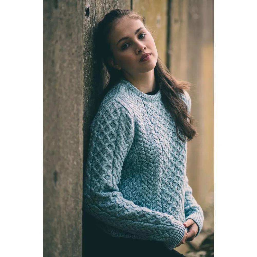 Unisex Aran Sweater - Sky Blue