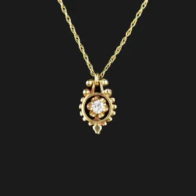 Vintage 14K Gold Buttercup Diamond Pendant Necklace