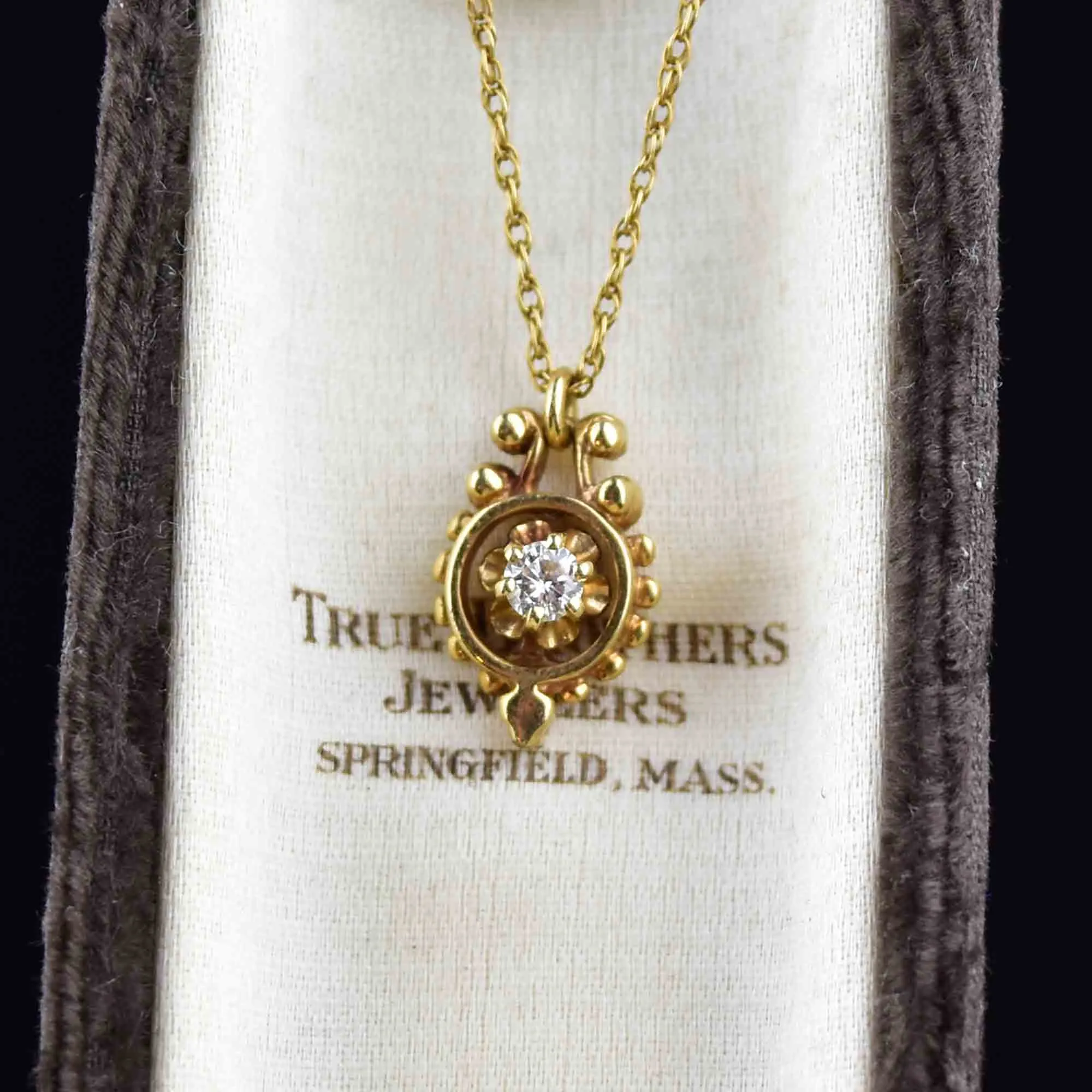 Vintage 14K Gold Buttercup Diamond Pendant Necklace