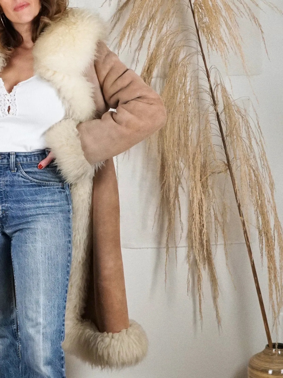 Vintage 70's Fluffy Sheepskin Fur Coat