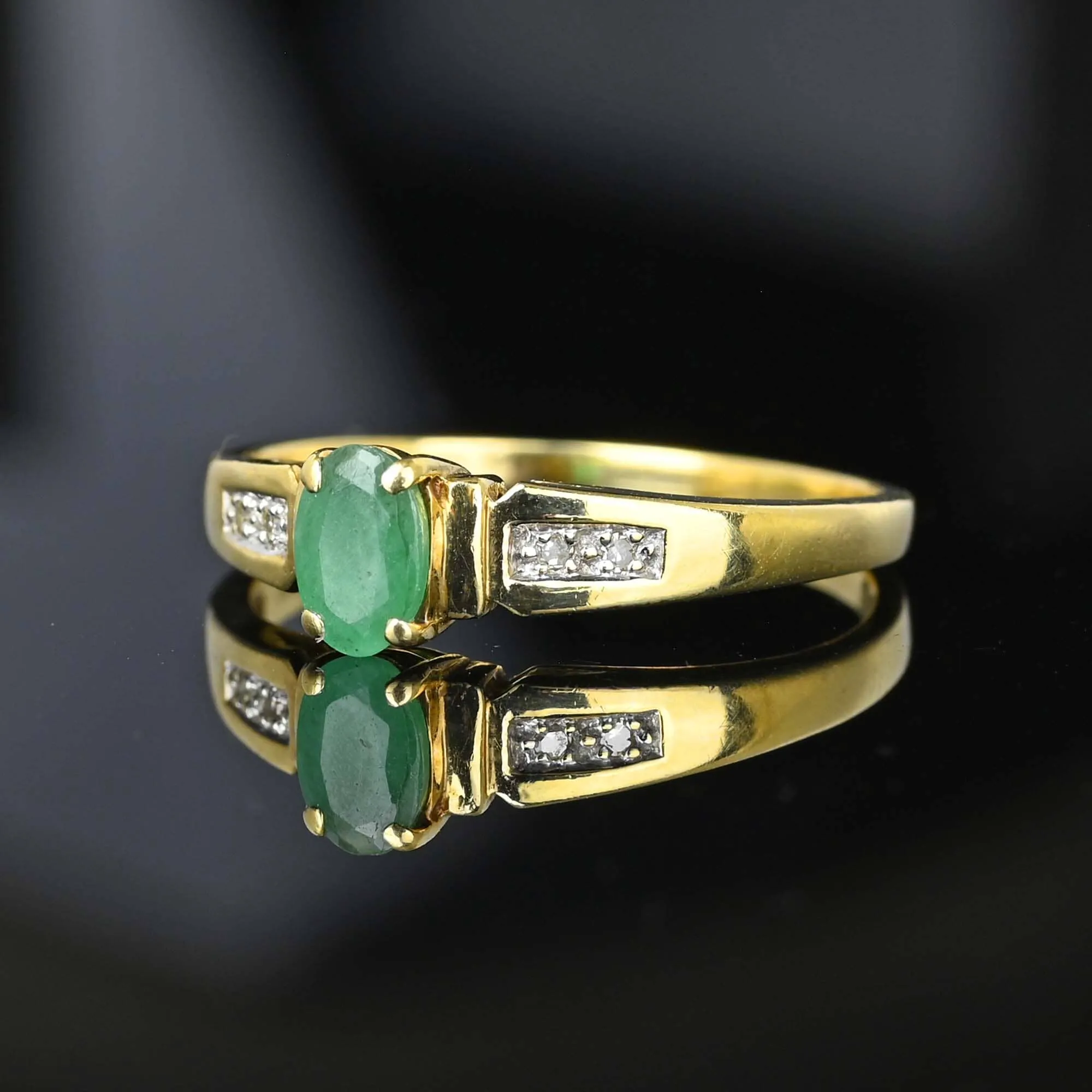 Vintage Diamond Accent Natural Emerald Ring