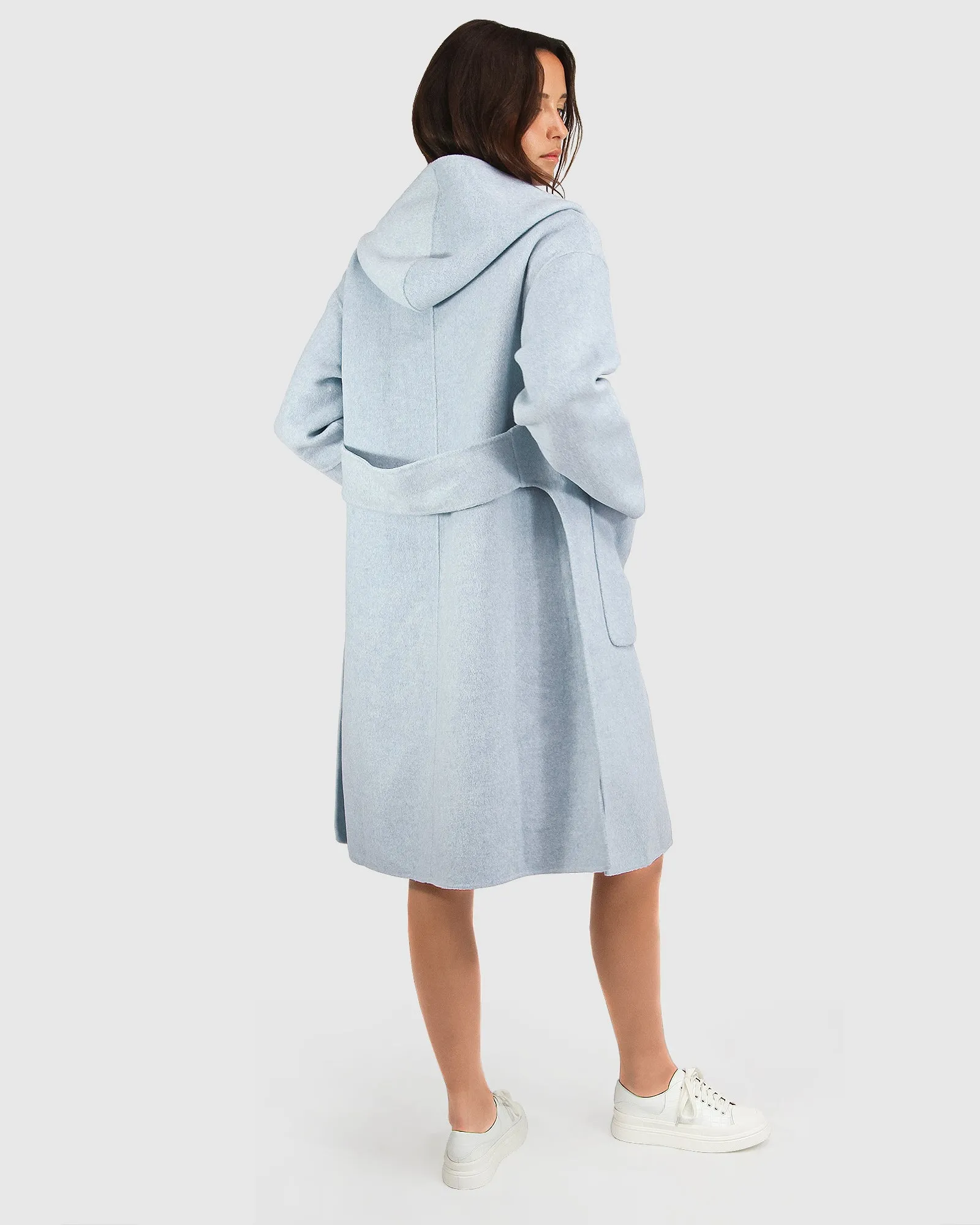 Walk This Way Wool Blend Oversized Coat - Light Blue