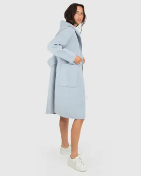 Walk This Way Wool Blend Oversized Coat - Light Blue