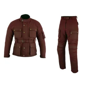 Warrior Gears Waxed Cotton Motorcycle Suit | 2 PC -OXBlood