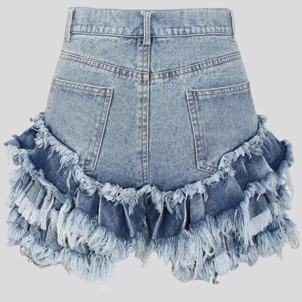 Wide-leg women's denim shorts