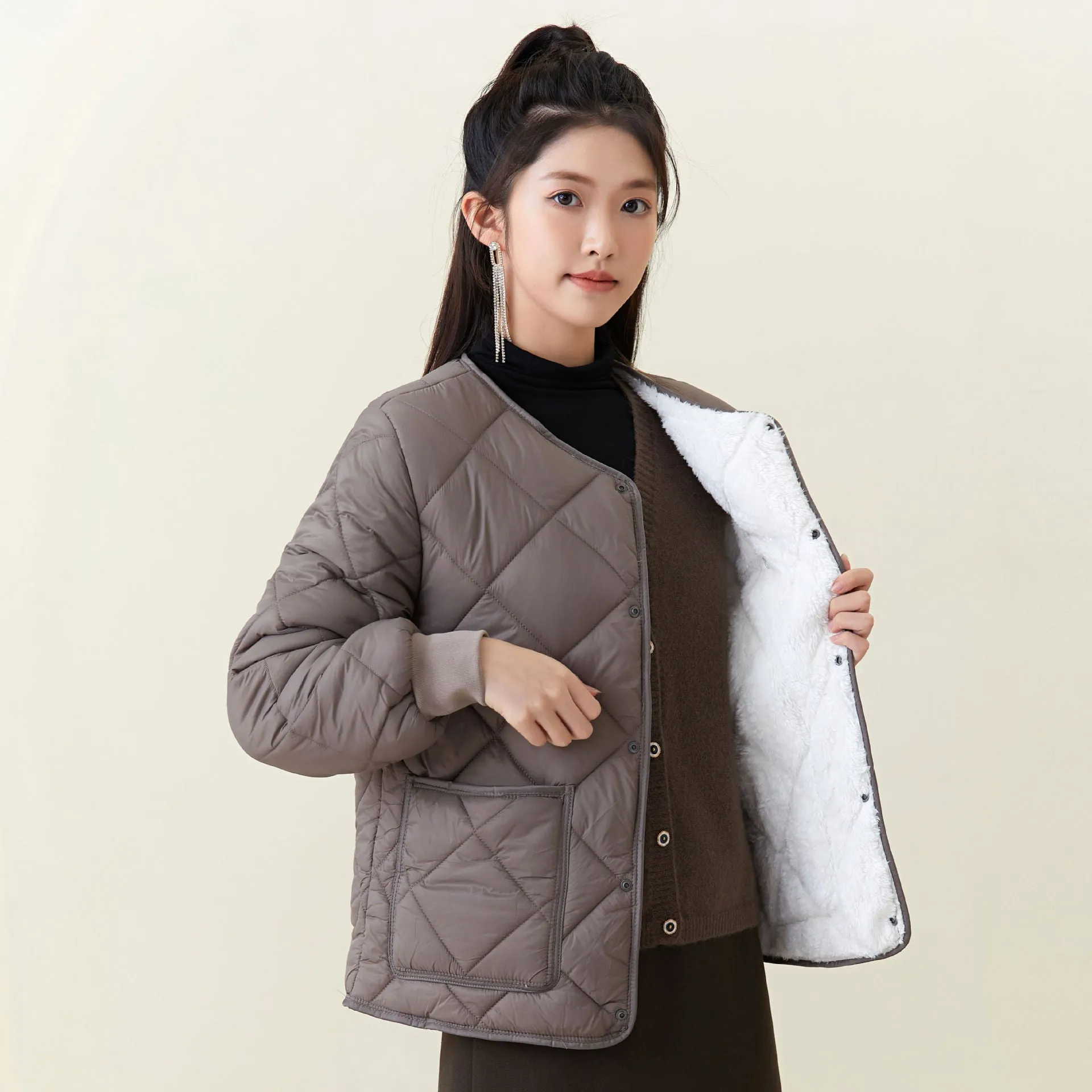 Winter women's padded cotton, fattened, light and thin students' warm long-sleeved cotton-padded clothes, women's outer cotton-padded clothes, tops 2333