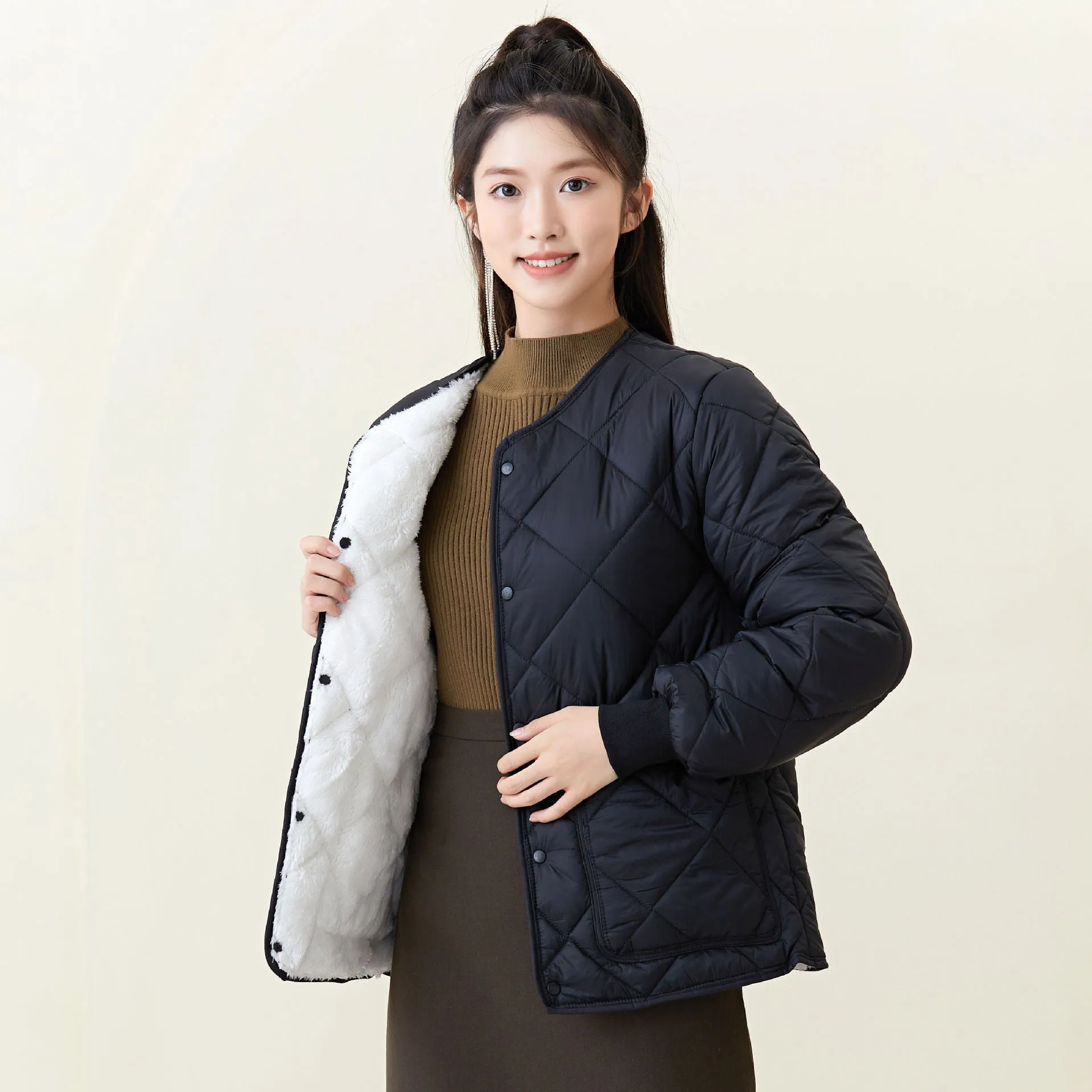 Winter women's padded cotton, fattened, light and thin students' warm long-sleeved cotton-padded clothes, women's outer cotton-padded clothes, tops 2333