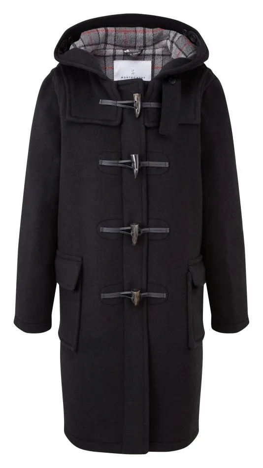 Women's Classic Fit Duffle Coat with Horn Toggles - Black