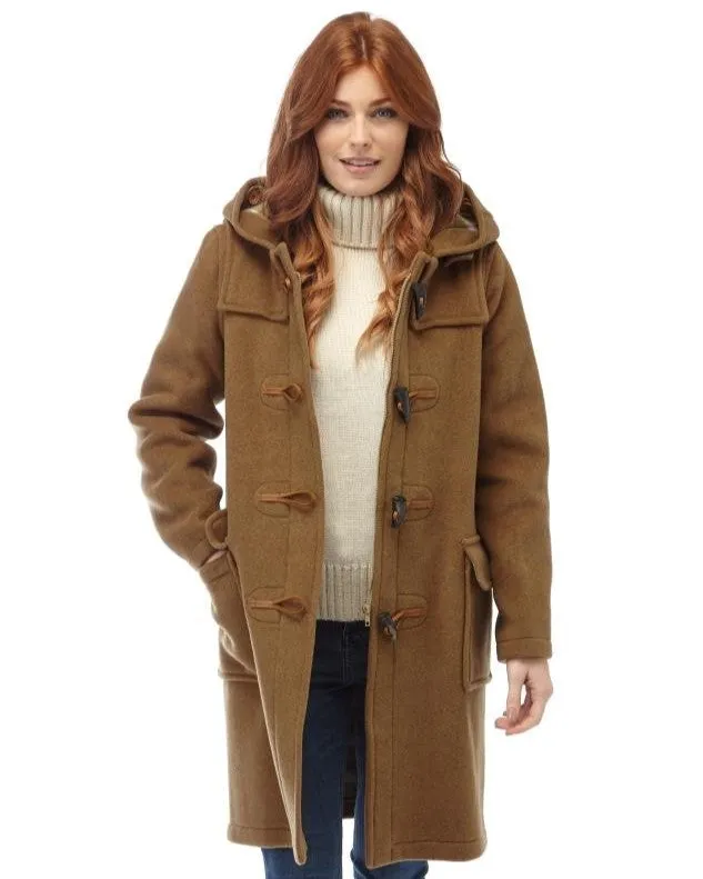 Women's Classic Fit Duffle Coat with Horn Toggles - Camel