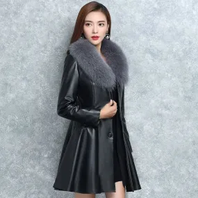 Women's Faux Fox Fur Collar Fur Jacket