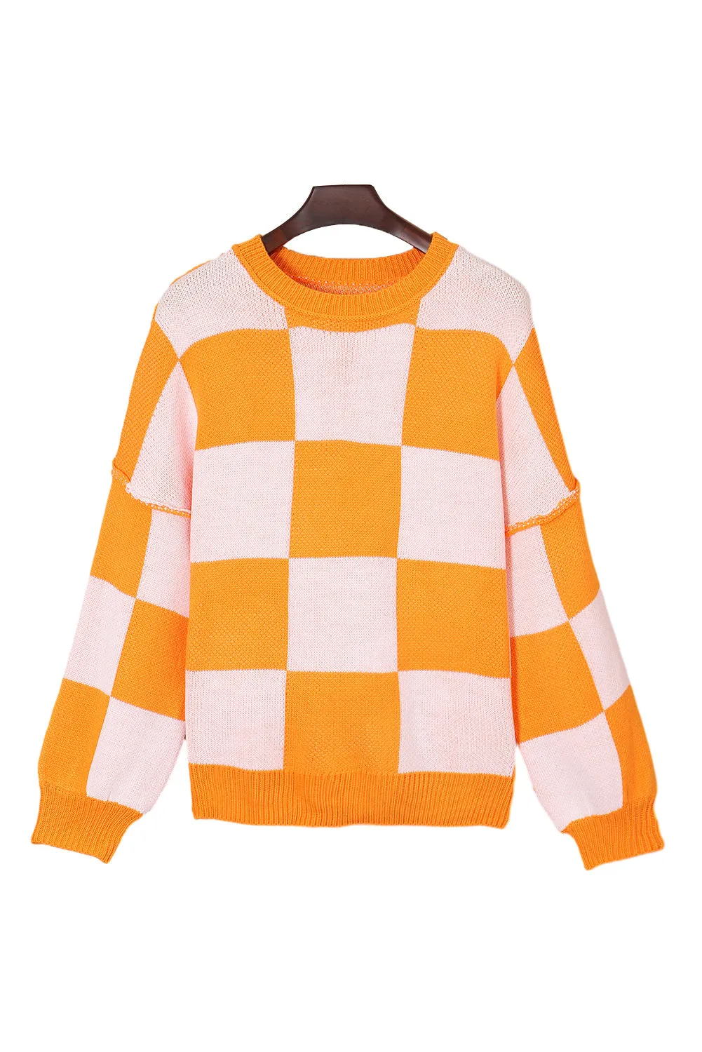 Women's Plaid Print Puff Sleeve Pullover Sweater